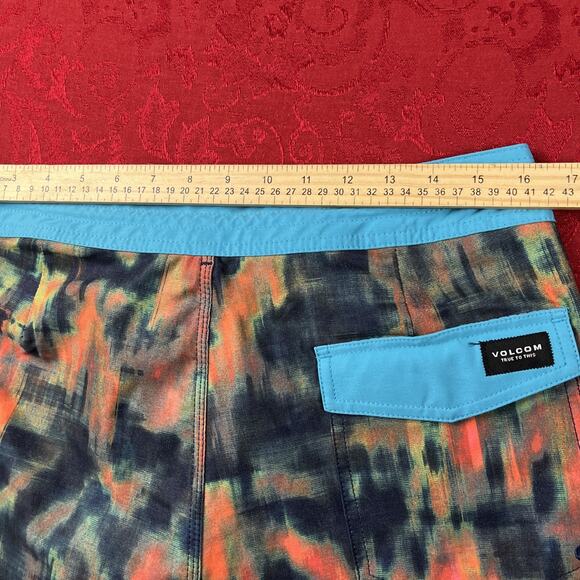 Volcom Mashed Stoney Boardshorts Mens 32 Blue Orange Surfer Beach Swim Trunks - Picture 8 of 10